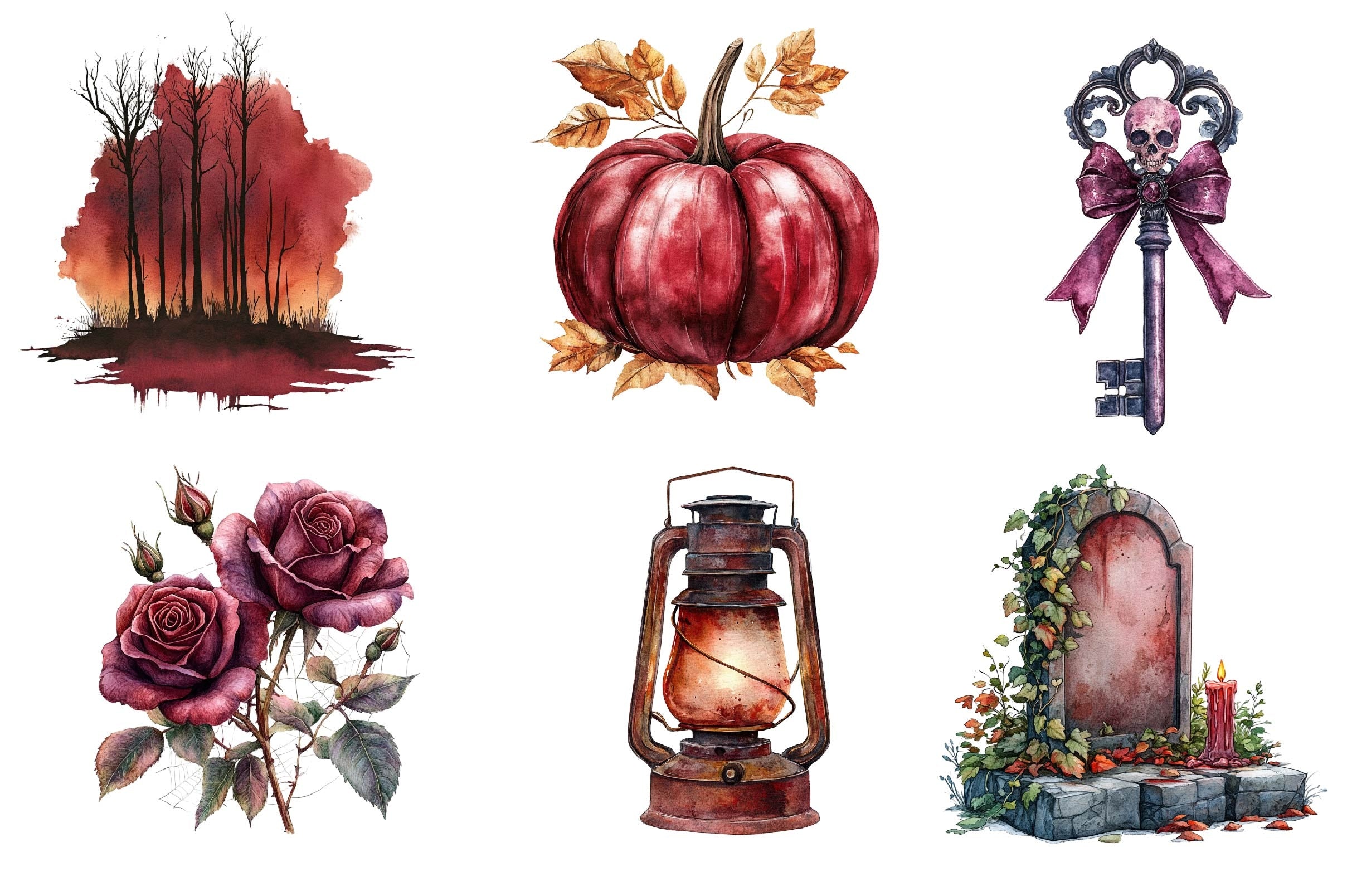 Burgundy & Halloween Clipart Bundle 5 - CraftNest - Digital Crafting and Art