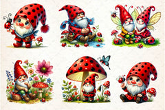 Ladybug Gnomes Clipart Bundle 2 - CraftNest - Digital Crafting and Art