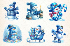 Blue Christmas Snowman Clipart Bundle 2 - CraftNest - Digital Crafting and Art