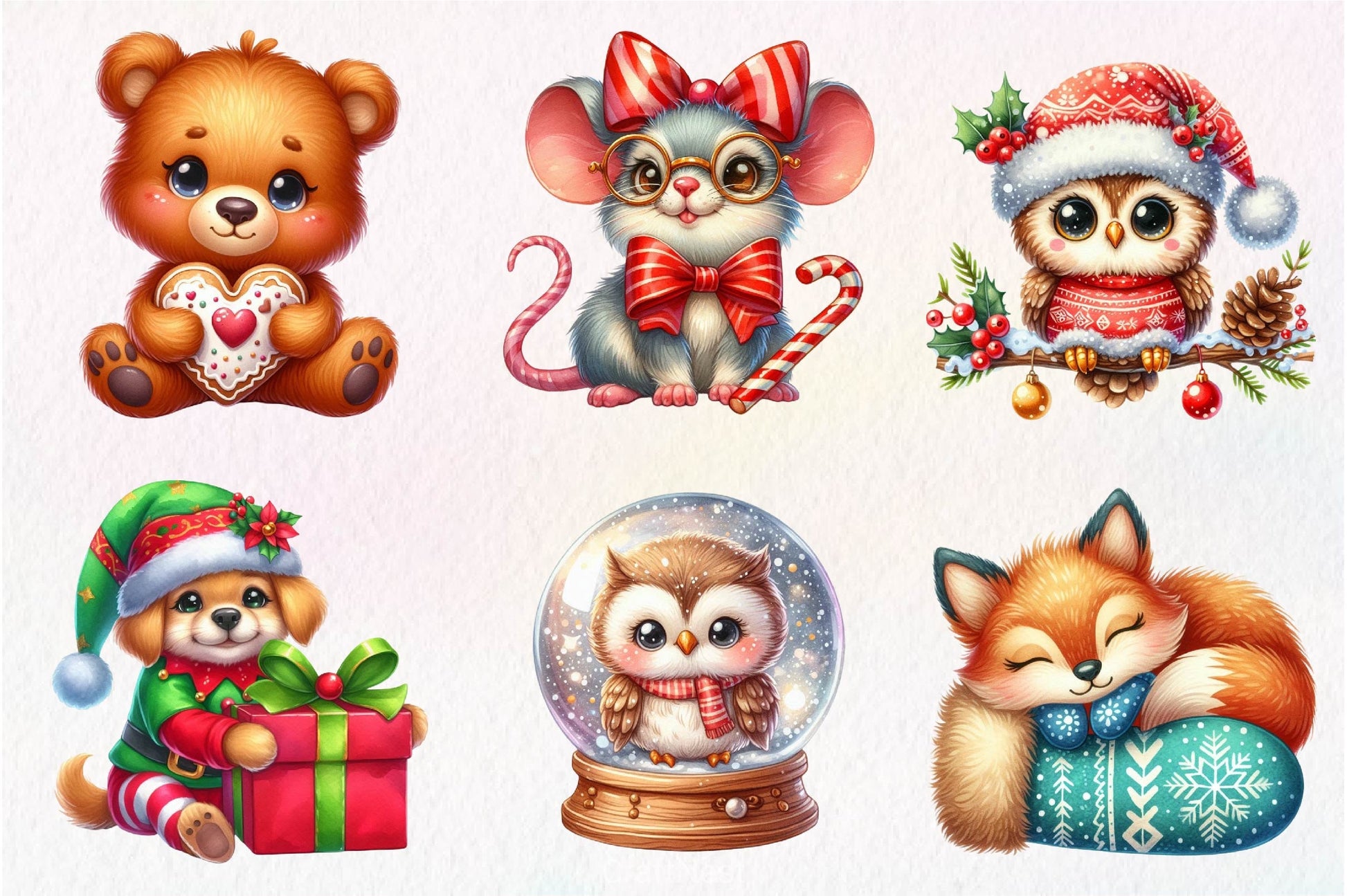 Christmas Cute Animals Clipart Bundle - CraftNest - Digital Crafting and Art