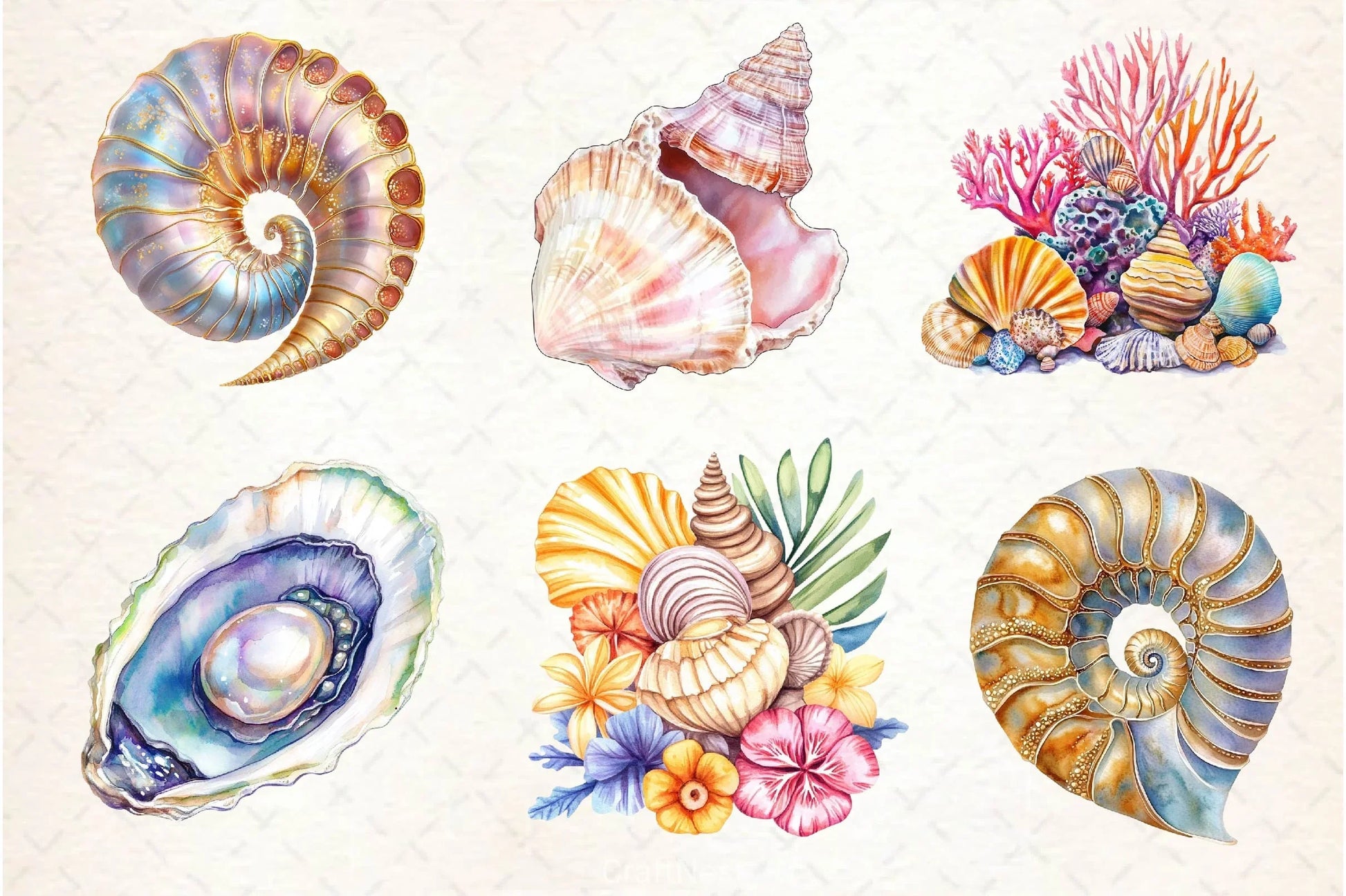 Summer Seashell Clipart Bundle 2 - CraftNest - Digital Crafting and Art