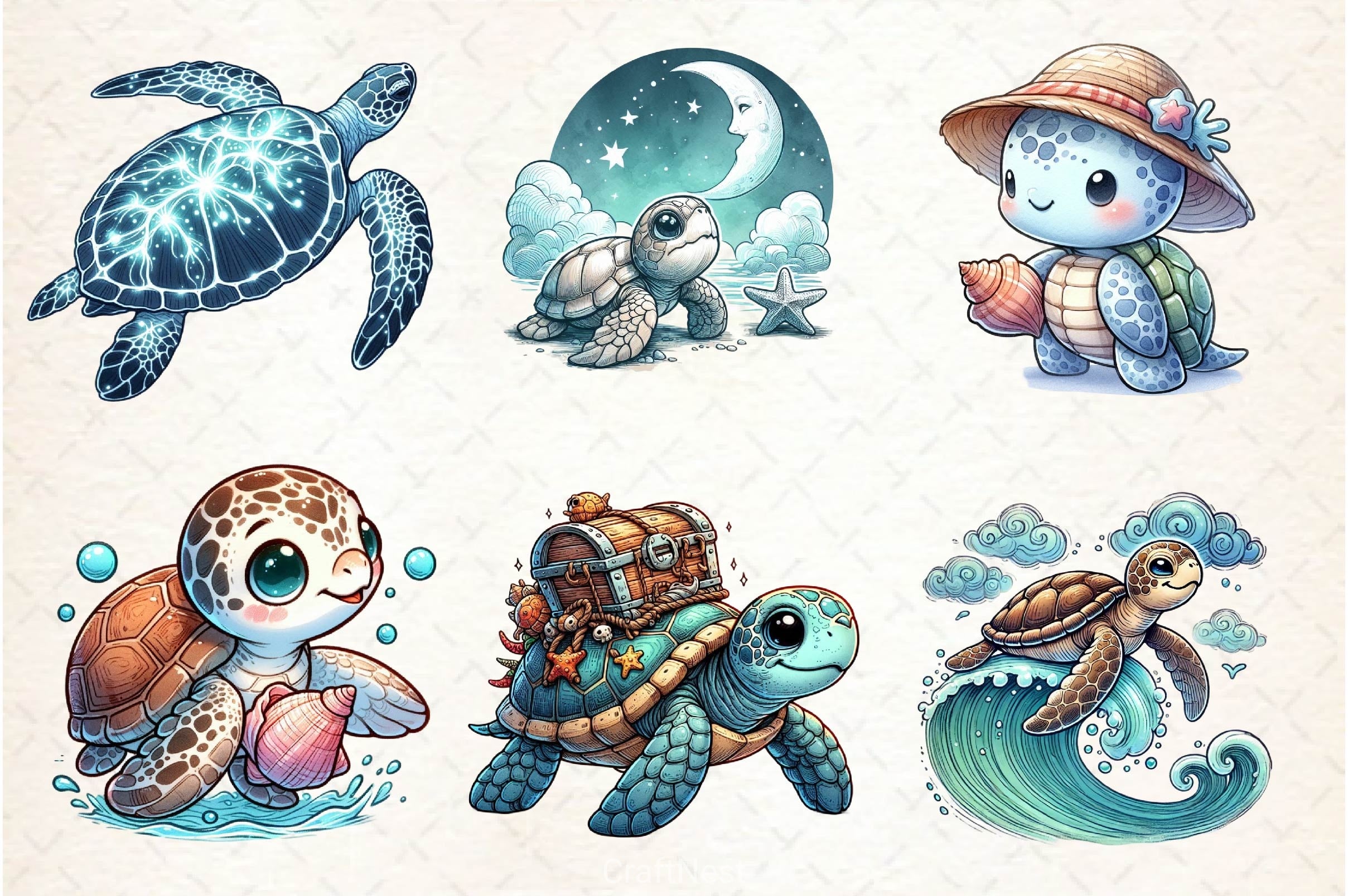 Collection Sea Turtle Clipart Bundle - CraftNest - Digital Crafting and Art