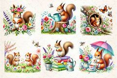 Spring Squirrel Garden Clipart Bundle 2 - CraftNest - Digital Crafting and Art