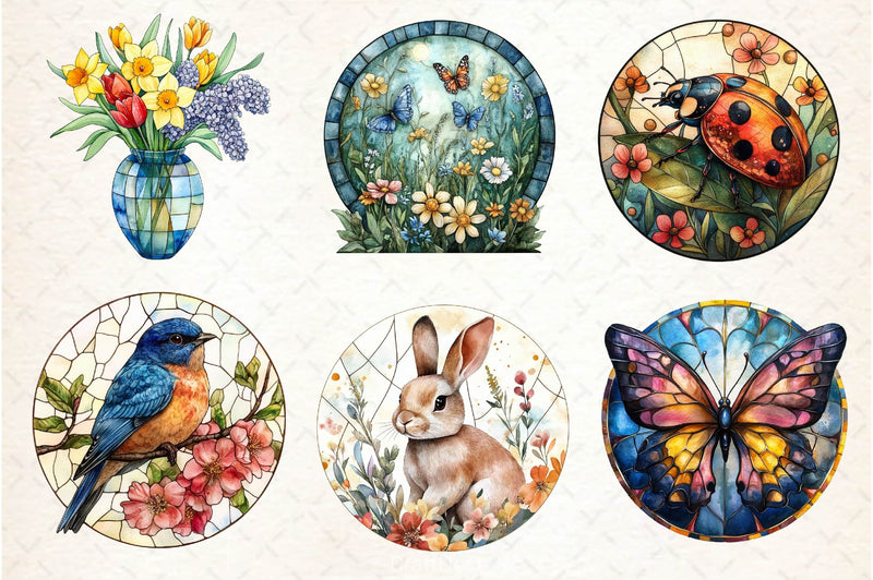 Stained Glass Spring Clipart Bundle 2 - CraftNest - Digital Crafting and Art