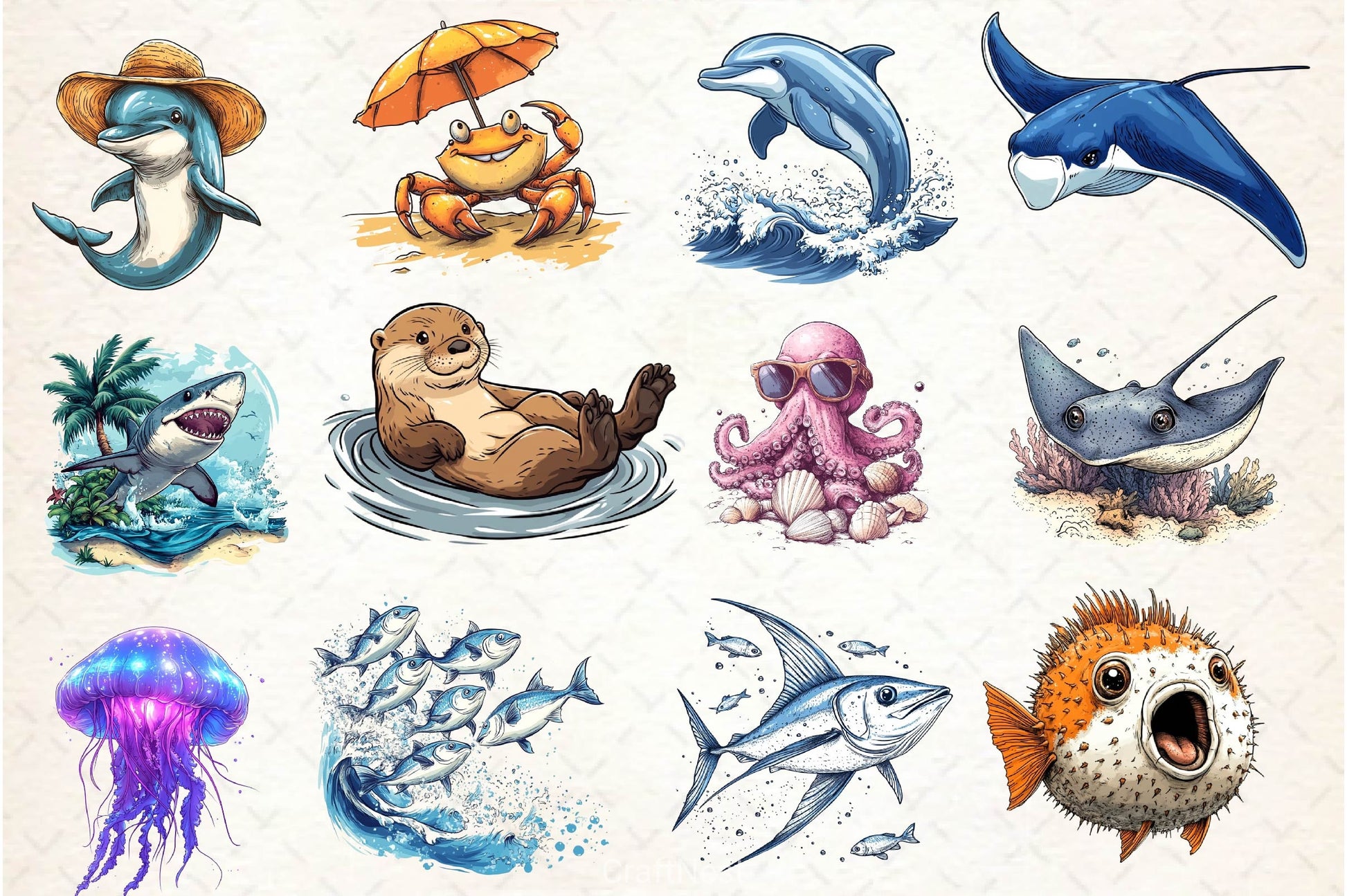 Summer Sea Animals Clipart Bundle 3 - CraftNest - Digital Crafting and Art