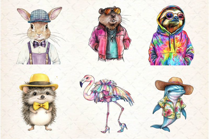 Funky Dressed Up Animals Clipart Bundle 2 - CraftNest - Digital Crafting and Art