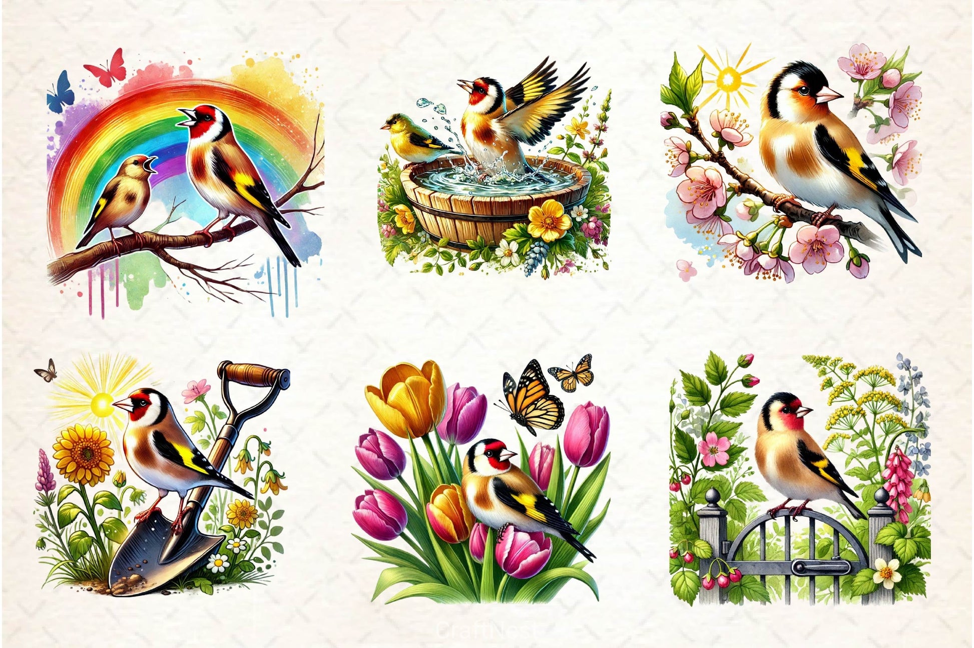 Spring Goldfinch Bird Clipart Bundle 2 - CraftNest - Digital Crafting and Art