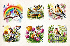 Spring Goldfinch Bird Clipart Bundle 2 - CraftNest - Digital Crafting and Art