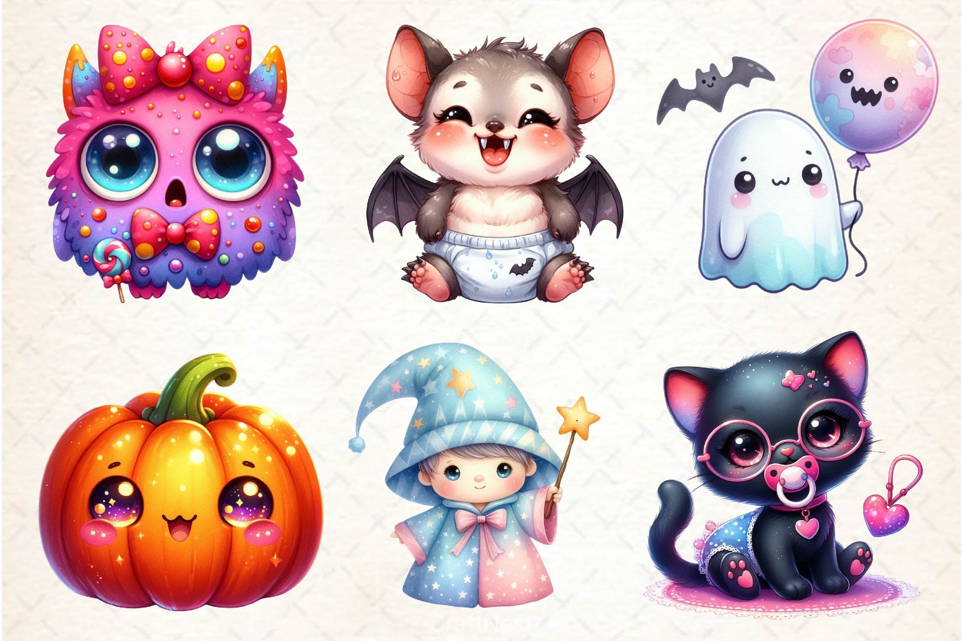 Kawaii Baby Halloween Clipart Bundle - CraftNest - Digital Crafting and Art