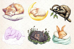 Sleepy Animals Clipart Bundle 3 - CraftNest - Digital Crafting and Art