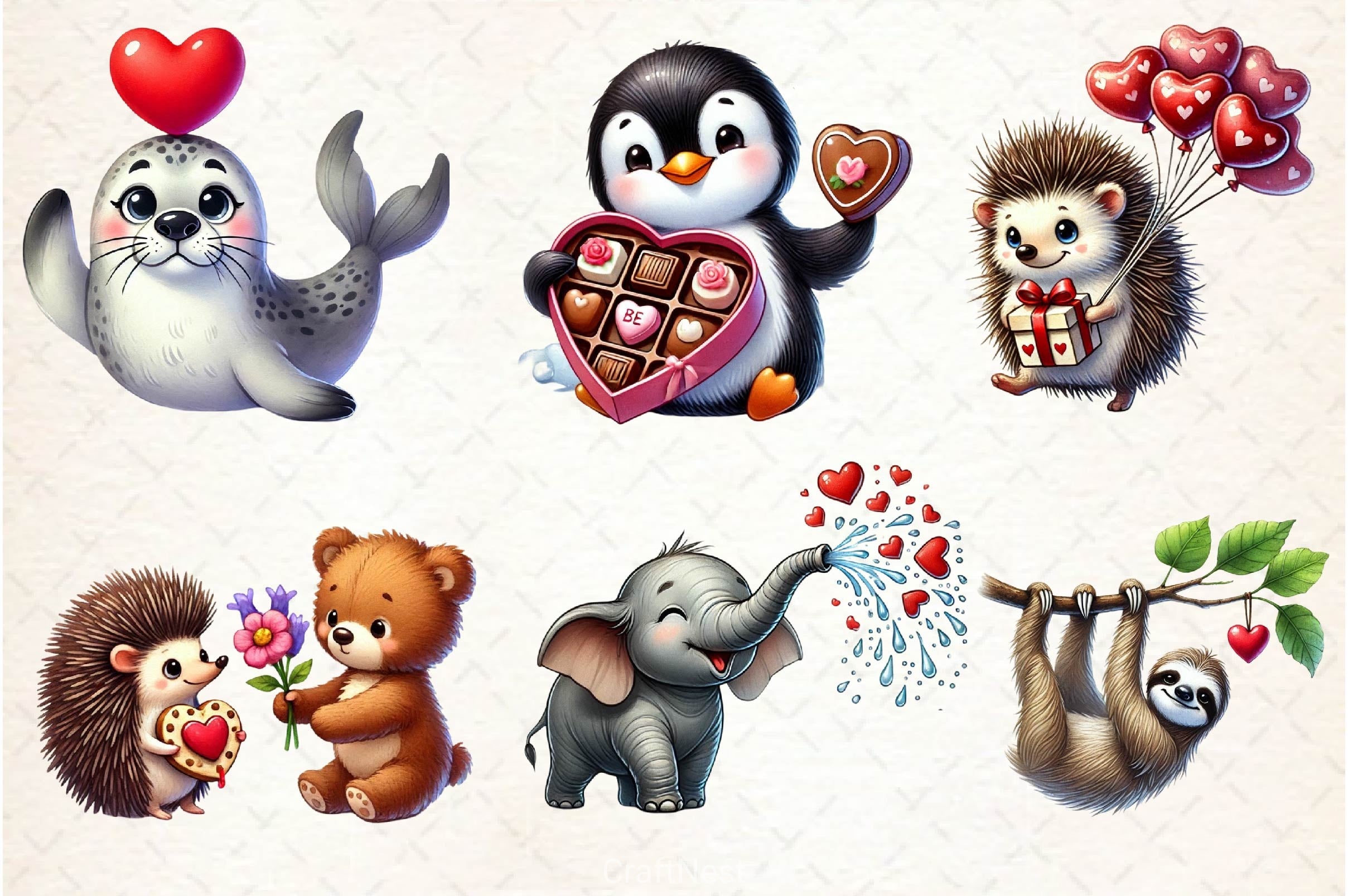 Valentine Design Valentine Animals Clipart Bundle 2 - CraftNest - Digital Crafting and Art