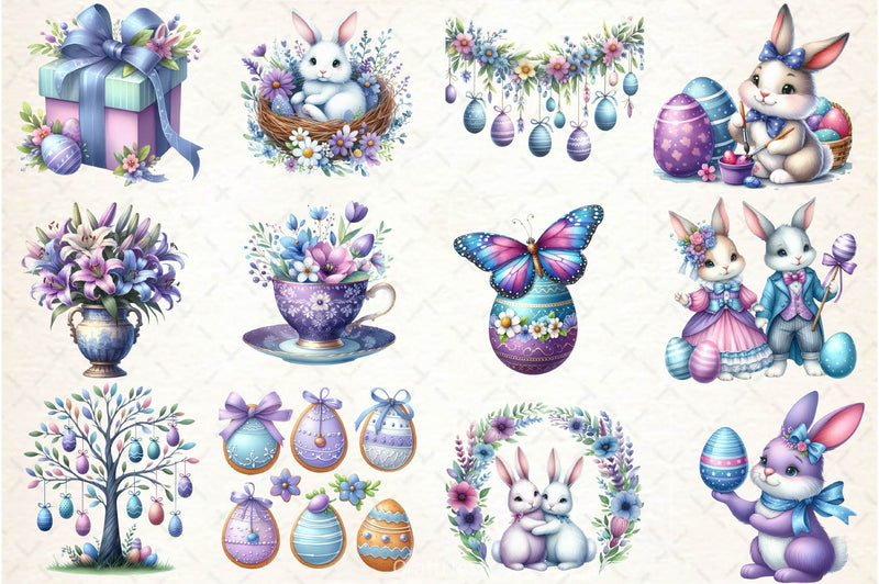 Purple Pastel Easter Clipart Bundle 2 - CraftNest - Digital Crafting and Art