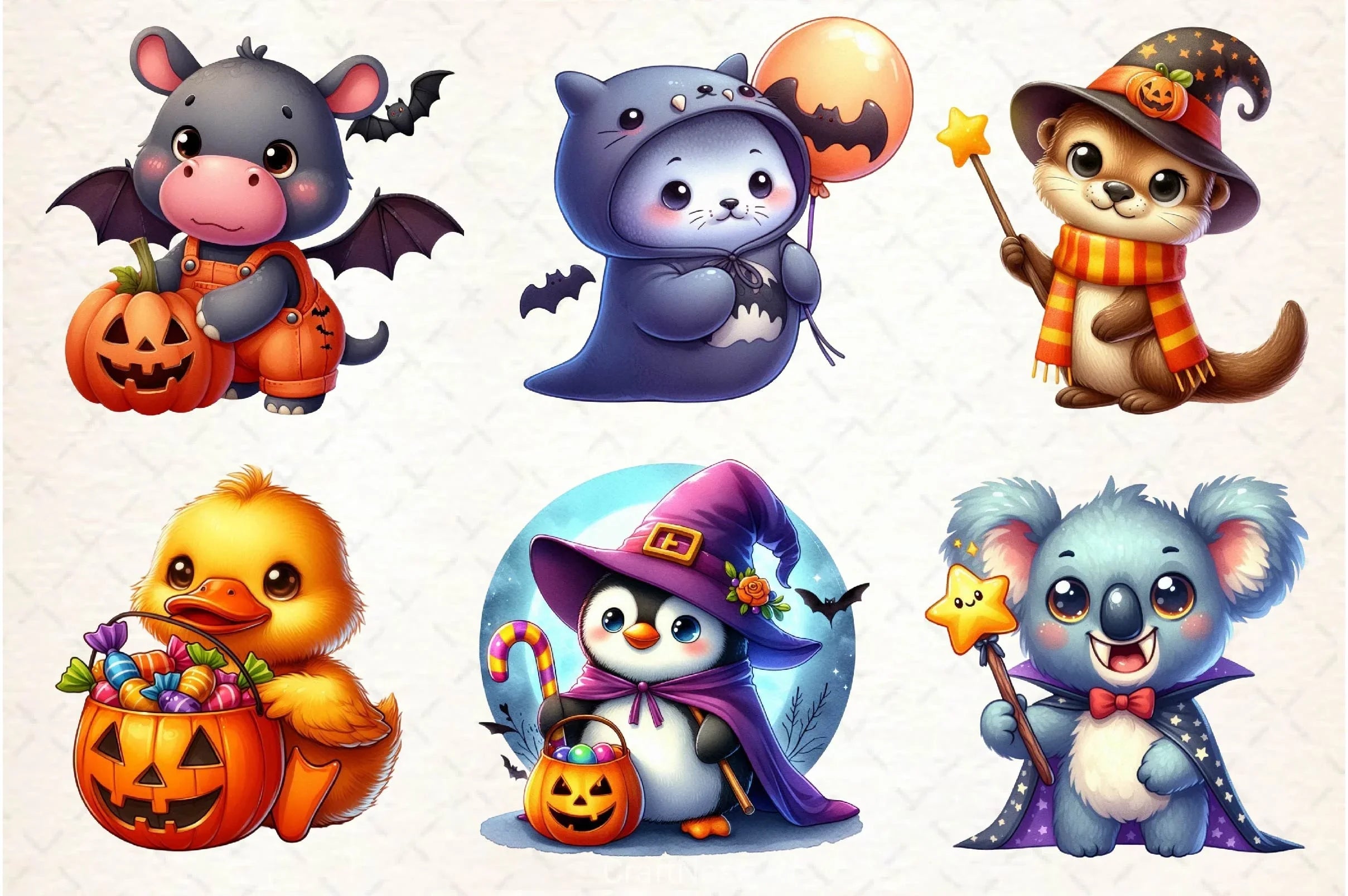 Cute Halloween Animals Clipart Bundle - CraftNest - Digital Crafting and Art