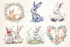 Floral Bunny Embroidery Clipart Bundle - CraftNest - Digital Crafting and Art