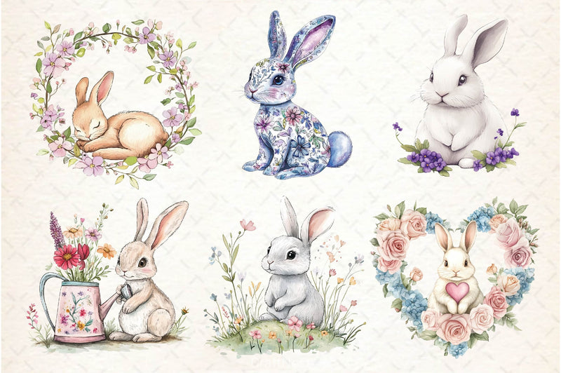 Floral Bunny Embroidery Clipart Bundle - CraftNest - Digital Crafting and Art