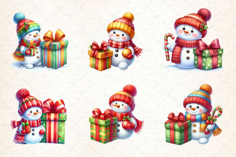 Christmas Cute Snowman Clipart Bundle 6 - CraftNest - Digital Crafting and Art