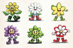 Flowers Mascot Clipart Bundle 2 - CraftNest - Digital Crafting and Art