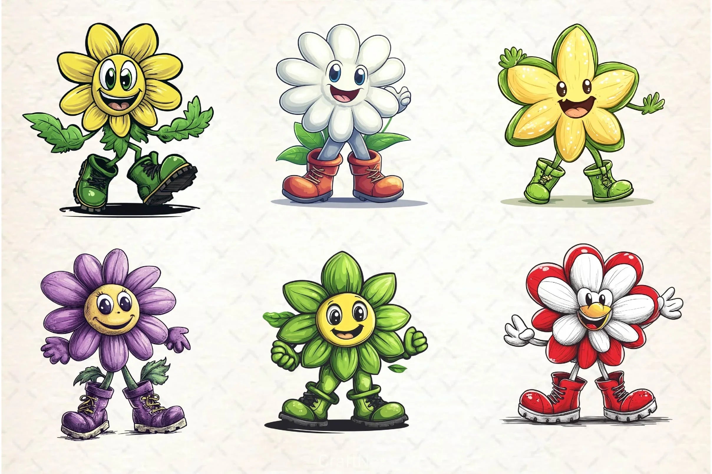 Flowers Mascot Clipart Bundle 2 - CraftNest - Digital Crafting and Art