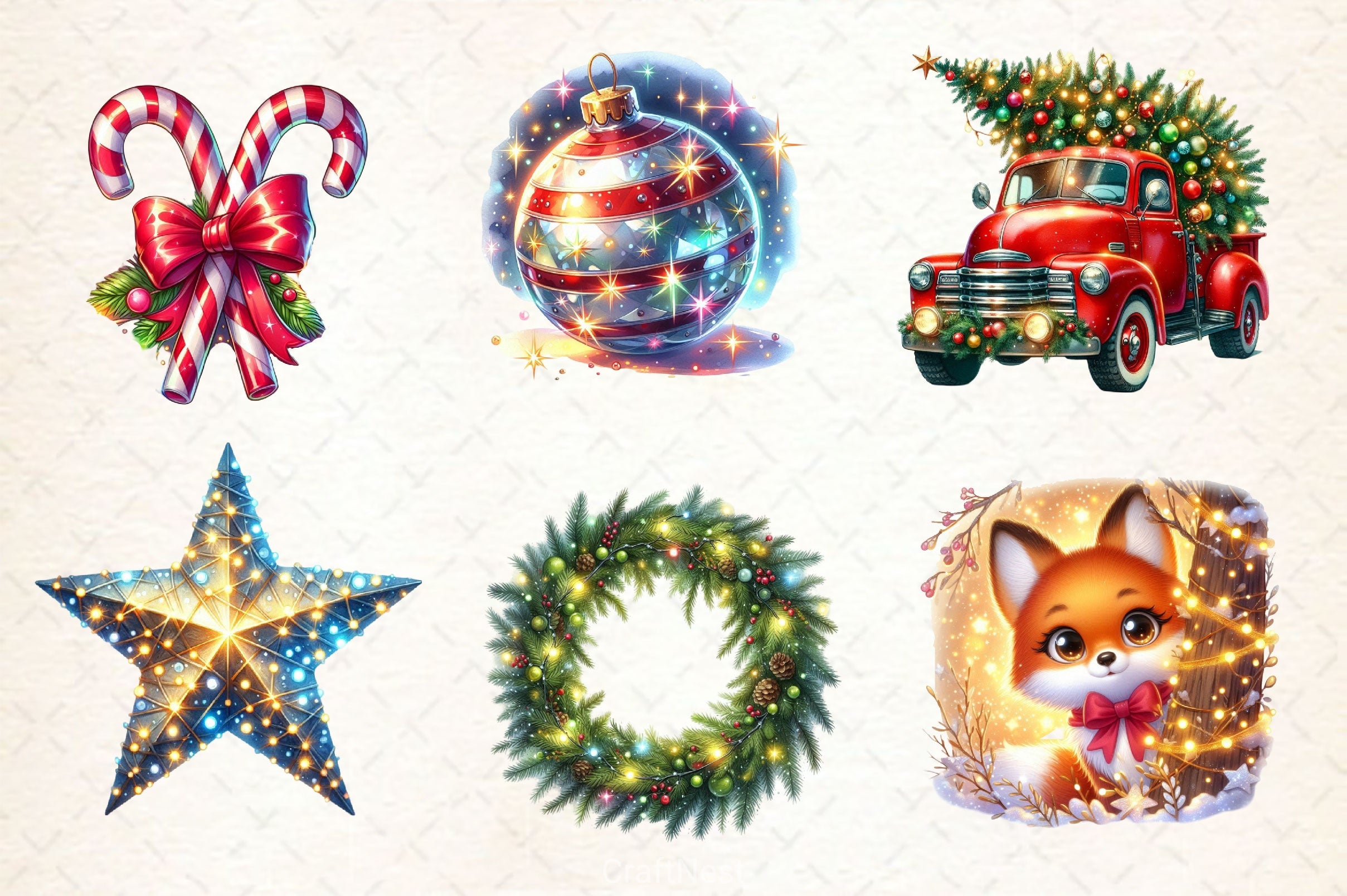 Twinkling Lights Christmas Clipart Bundle 2 - CraftNest - Digital Crafting and Art