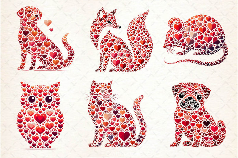 Valentines Day Animals Heart Clipart Bundle - CraftNest - Digital Crafting and Art