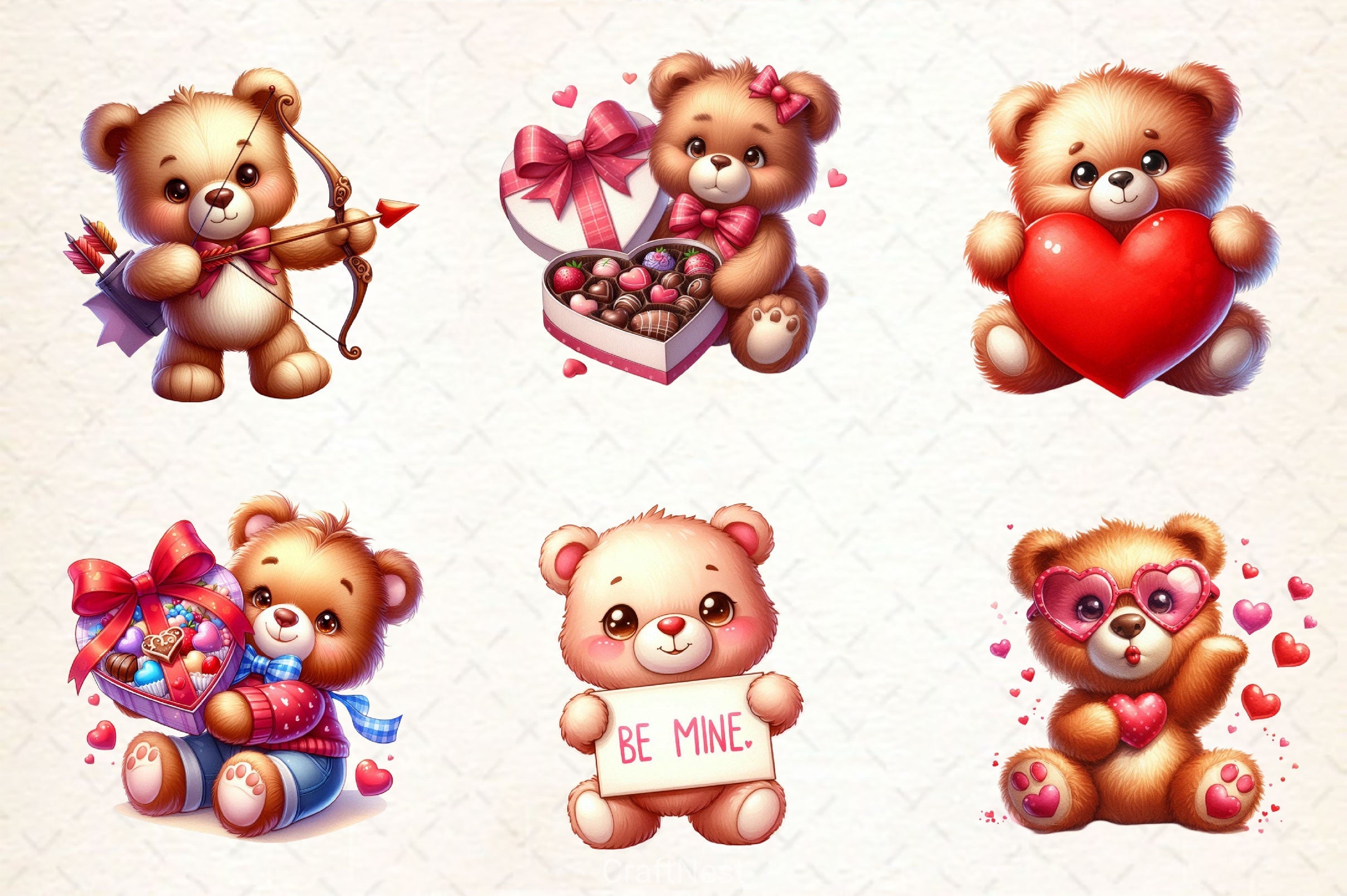 Valentines Day Teddy Bears Clipart Bundle 2 - CraftNest - Digital Crafting and Art