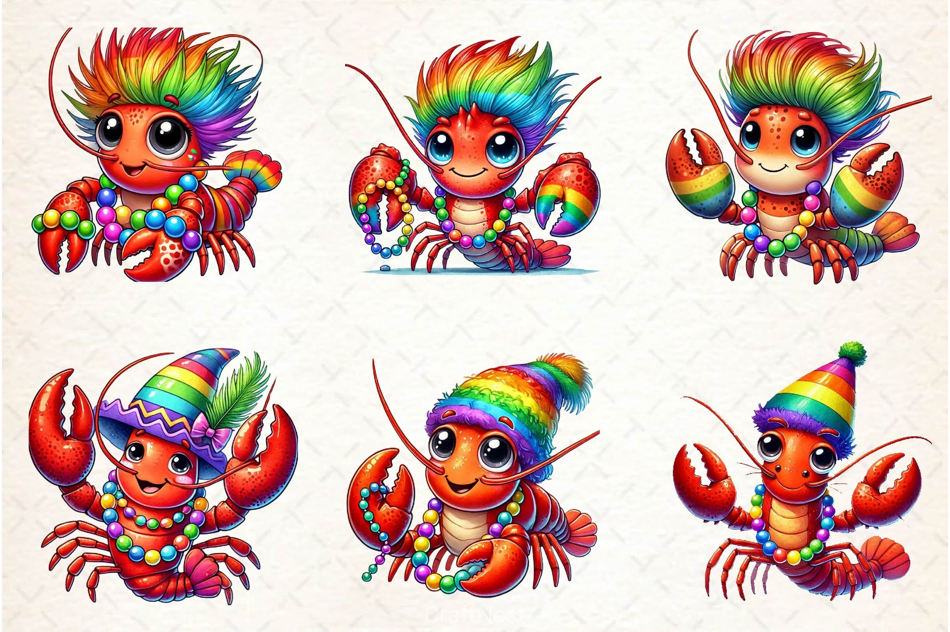 Crawfish Mardi Gras Clipart Bundle - CraftNest - Digital Crafting and Art
