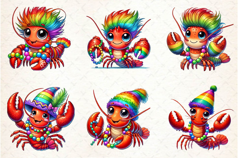 Crawfish Mardi Gras Clipart Bundle - CraftNest - Digital Crafting and Art