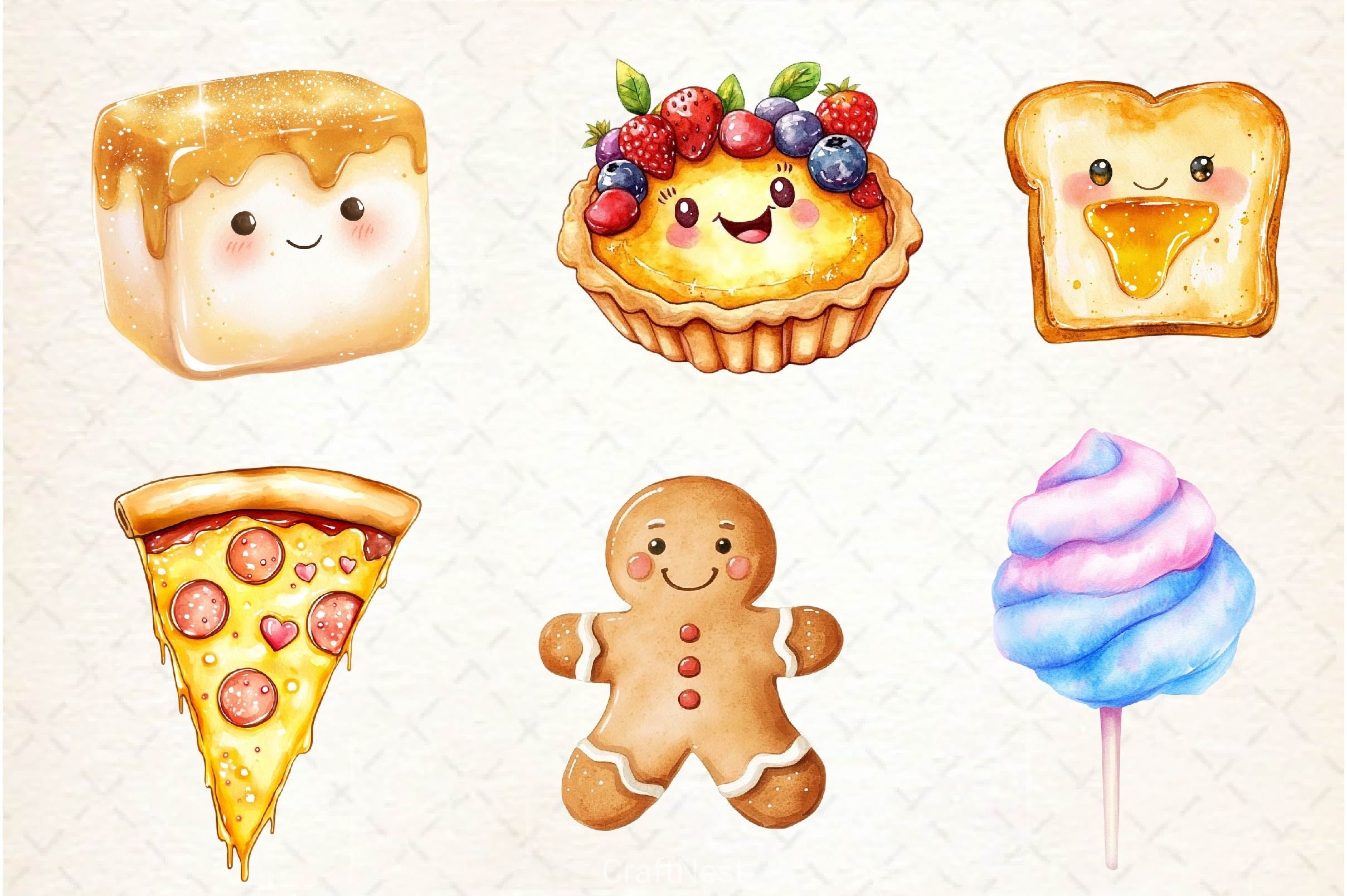Kawaii Glitter Food Clipart Bundle 3 - CraftNest - Digital Crafting and Art