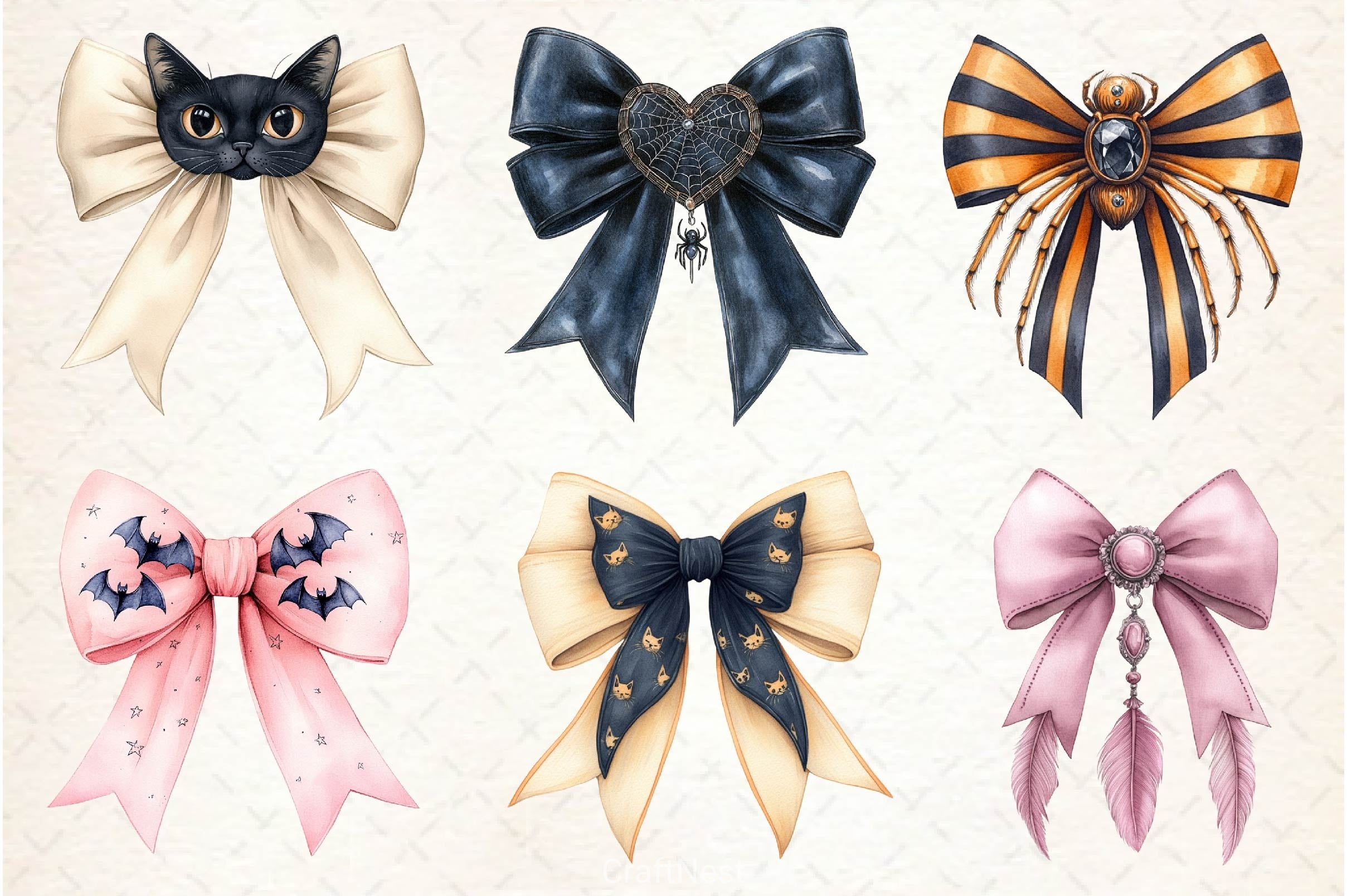 Halloween Coquette Bow Clipart Bundle 4 - CraftNest - Digital Crafting and Art