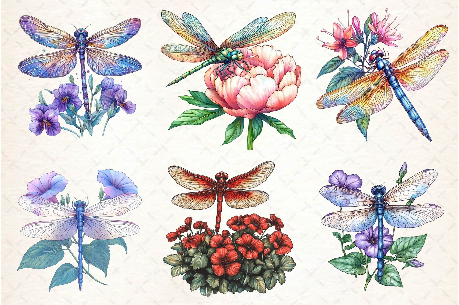 Dragonfly And Flowers Tattoo Clipart Bundle - CraftNest - Digital Crafting and Art