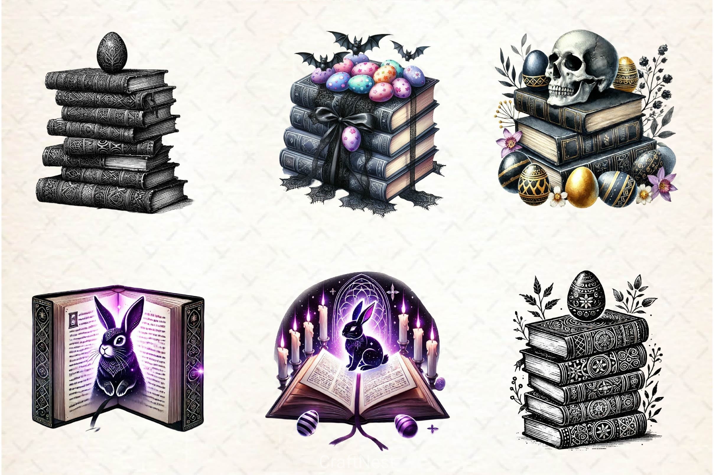 Gothic Easter Day Books Clipart Bundle 2 - CraftNest - Digital Crafting and Art
