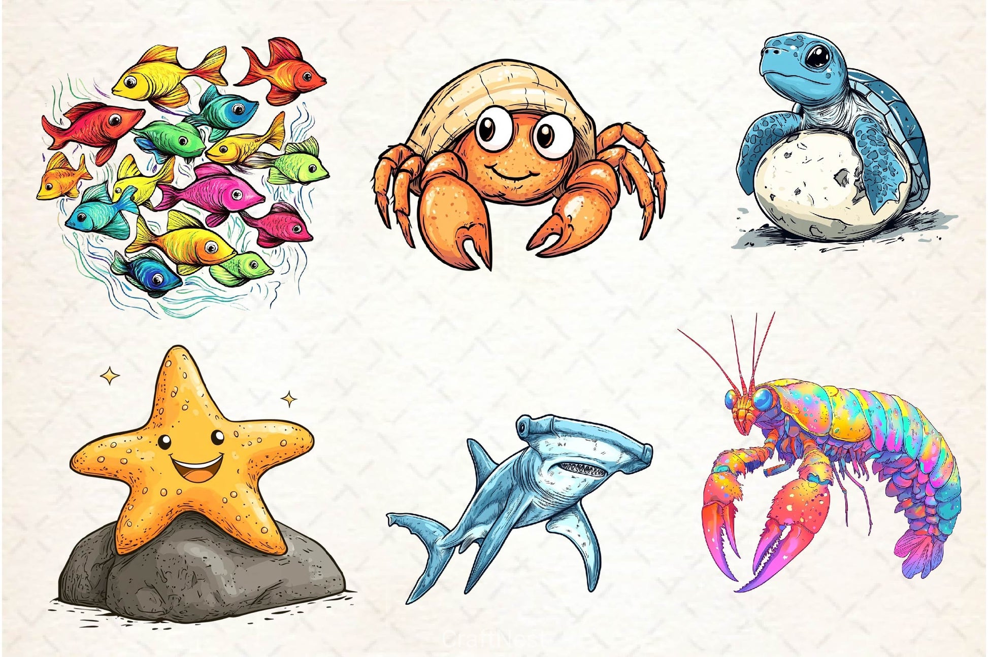 Cute Animals Under The Sea Clipart Bundle - CraftNest - Digital Crafting and Art