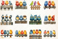Quirky Birds On Fence Clipart Bundle - CraftNest - Digital Crafting and Art