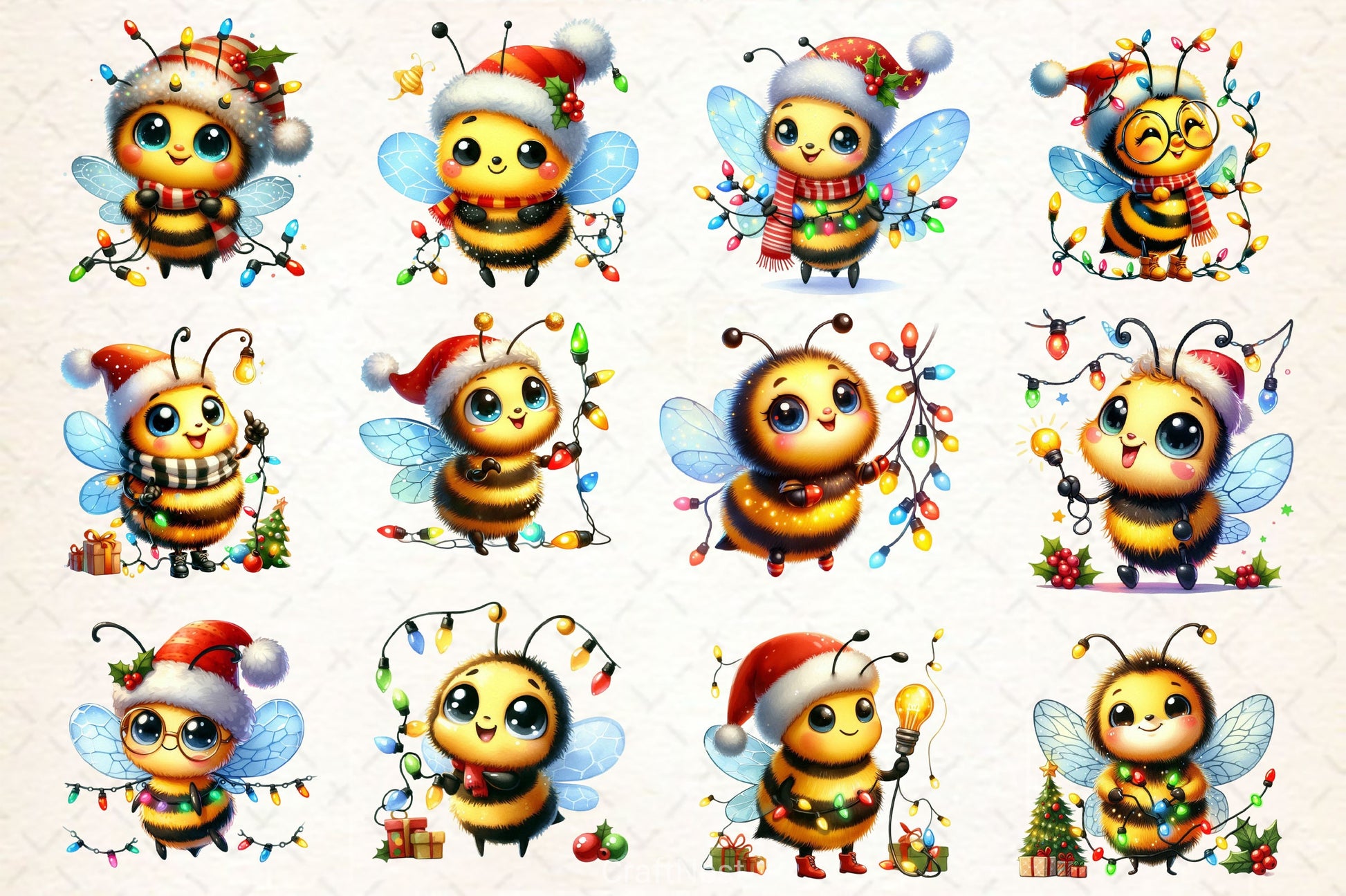 Christmas Funny Bee Clipart Bundle 2 - CraftNest - Digital Crafting and Art