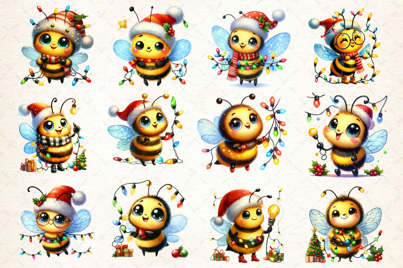 Christmas Funny Bee Clipart Bundle 2 - CraftNest - Digital Crafting and Art