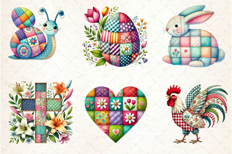 Patchwork Easter Clipart Bundle 4 - CraftNest - Digital Crafting and Art