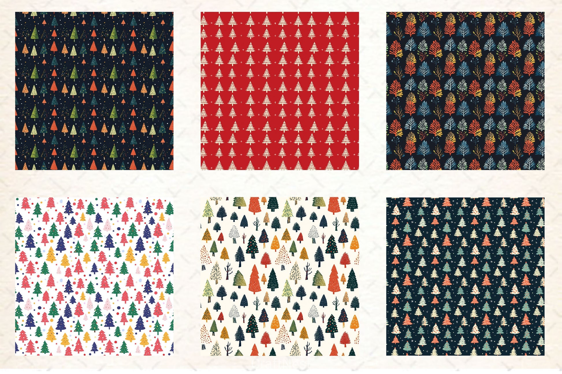Christmas Tree Seamless Pattern Digital Paper - CraftNest - Digital Crafting and Art