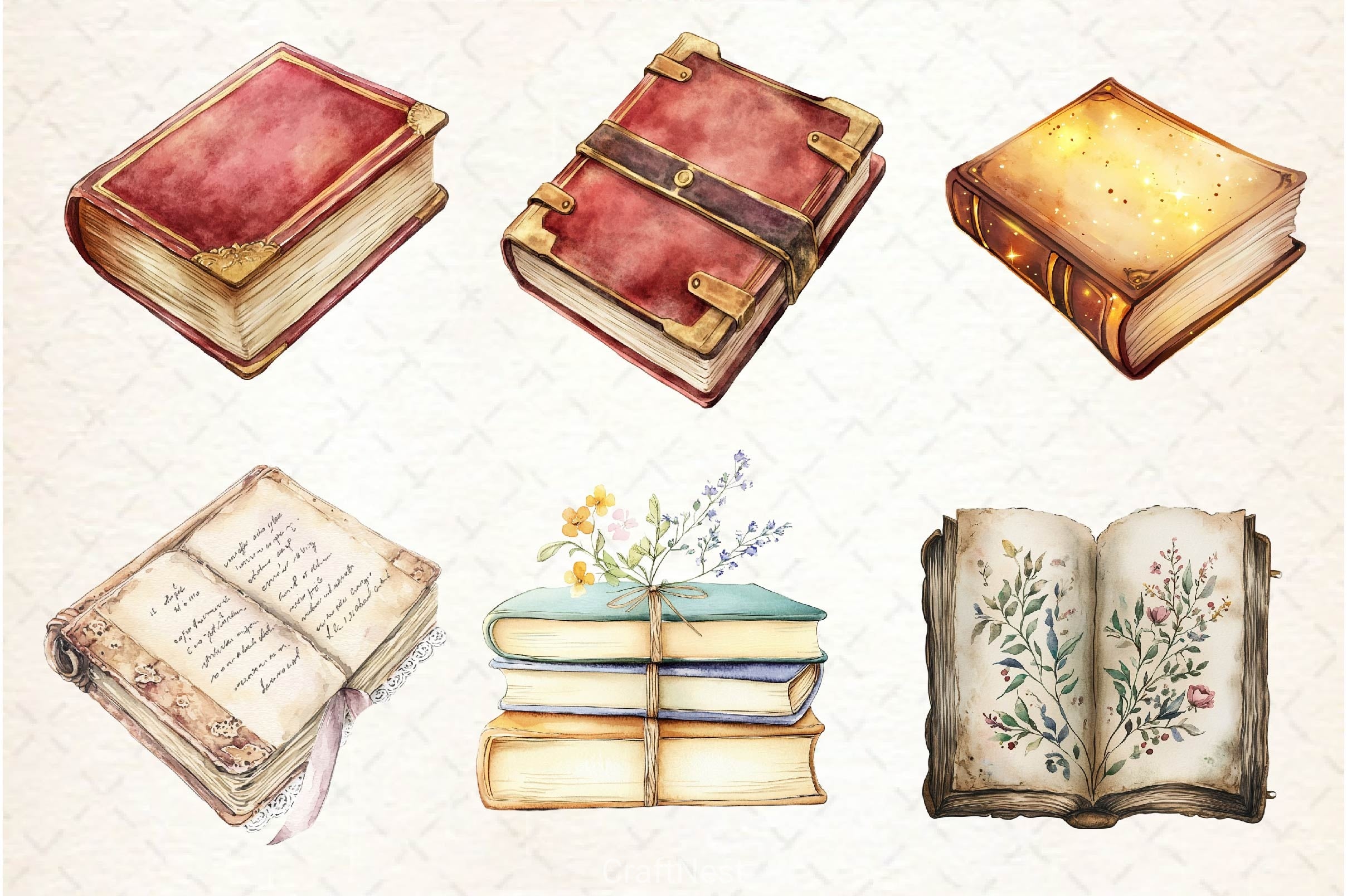 Vintage Books Clipart Bundle - CraftNest - Digital Crafting and Art