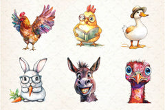 Quirky Funny Farm Animal Clipart Bundle - CraftNest - Digital Crafting and Art