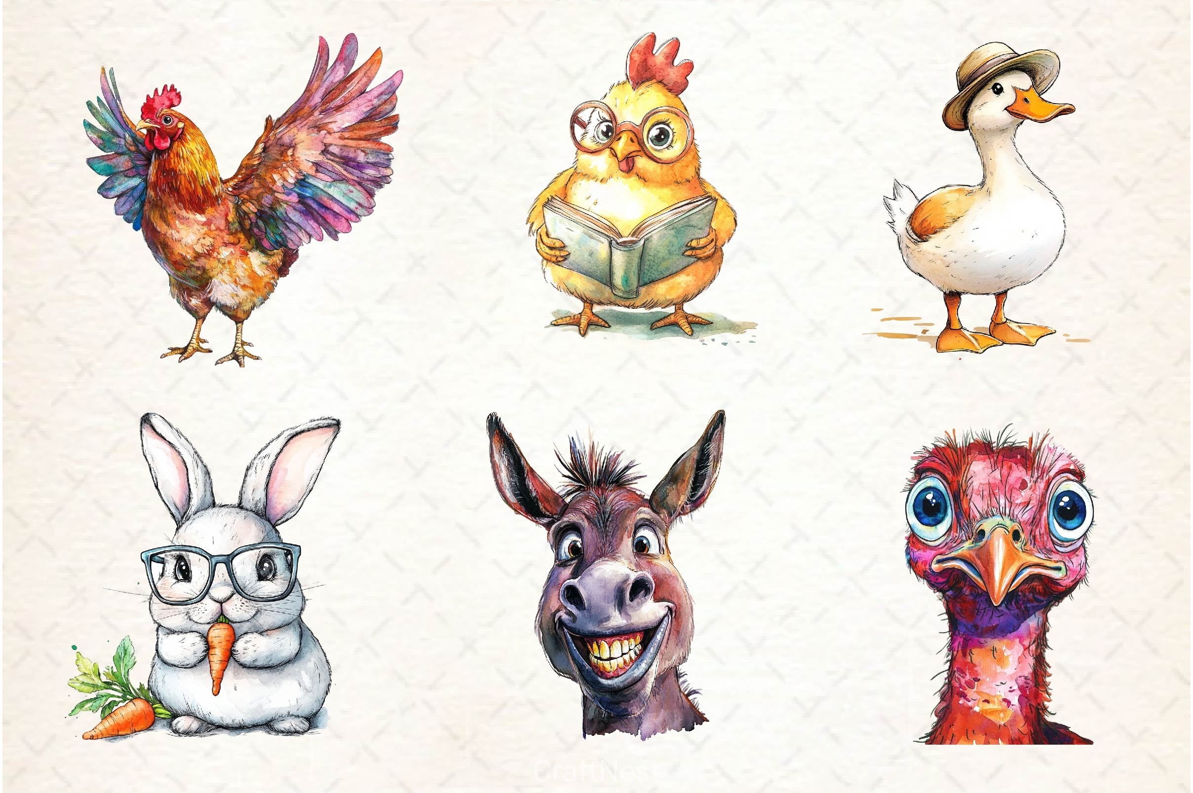 Quirky Funny Farm Animal Clipart Bundle - CraftNest - Digital Crafting and Art