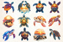 Sunset Sea Turtle Clipart Bundle - CraftNest - Digital Crafting and Art