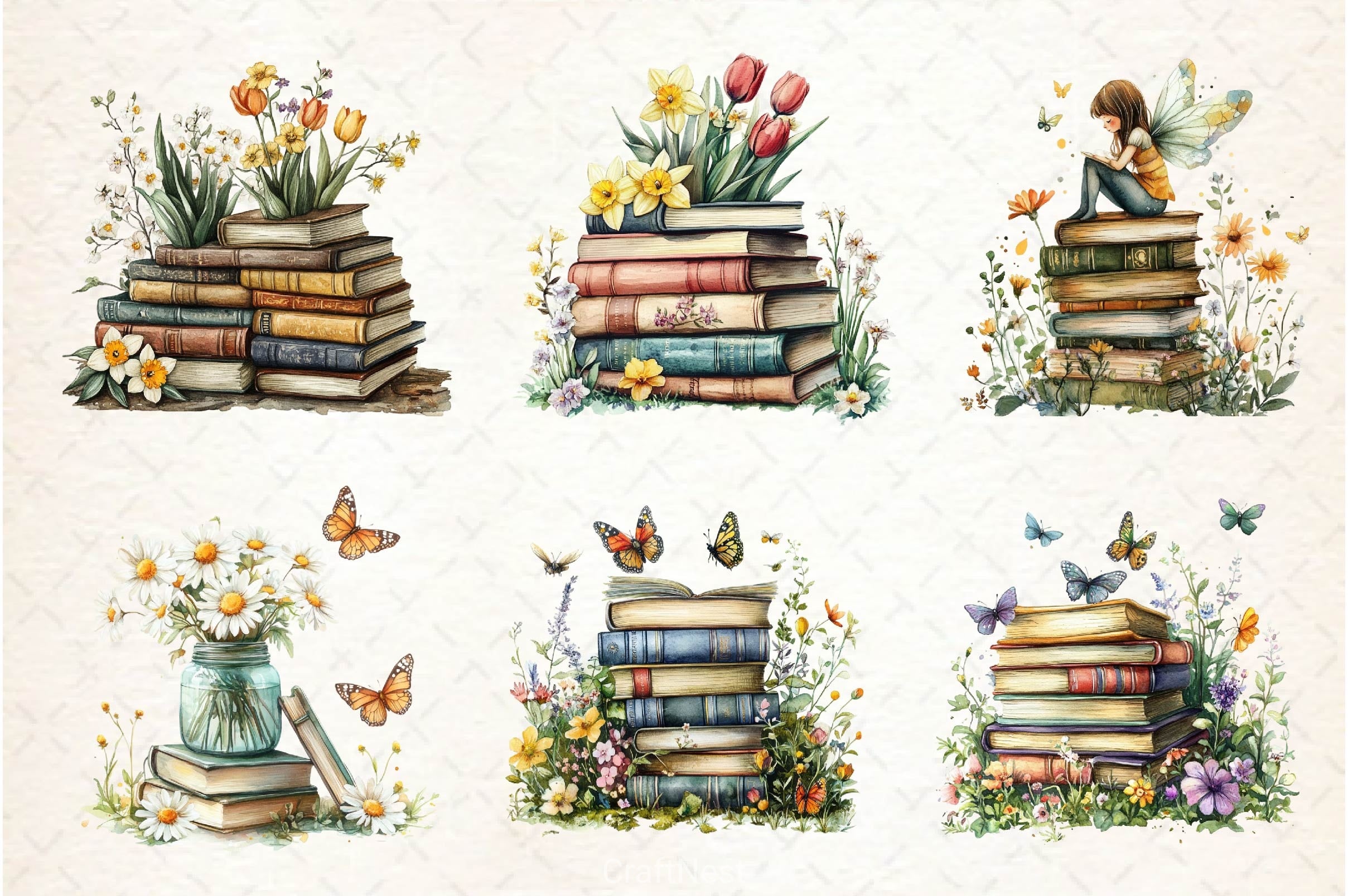 Spring Books Clipart Bundle 3 - CraftNest - Digital Crafting and Art