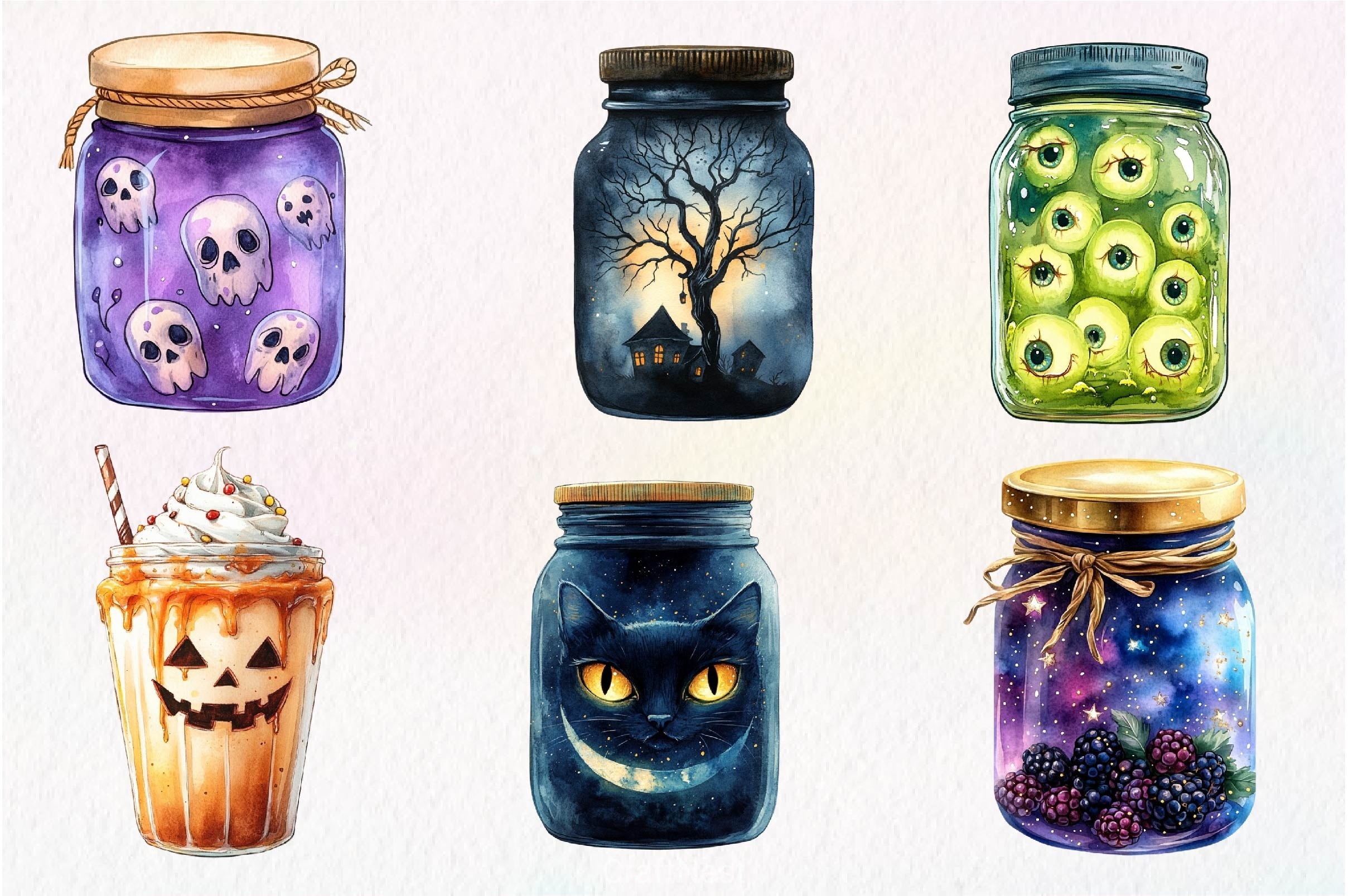 Halloween Mason Jar Clipart Bundle - CraftNest - Digital Crafting and Art