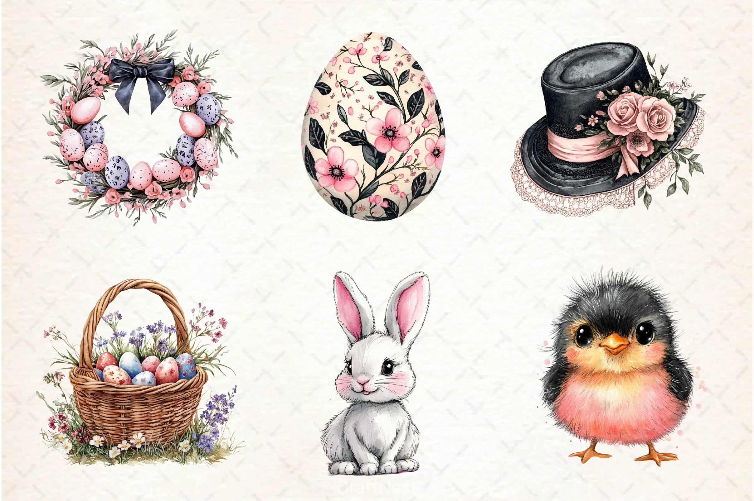 Black & Pink Easter Clipart Bundle 2 - CraftNest - Digital Crafting and Art