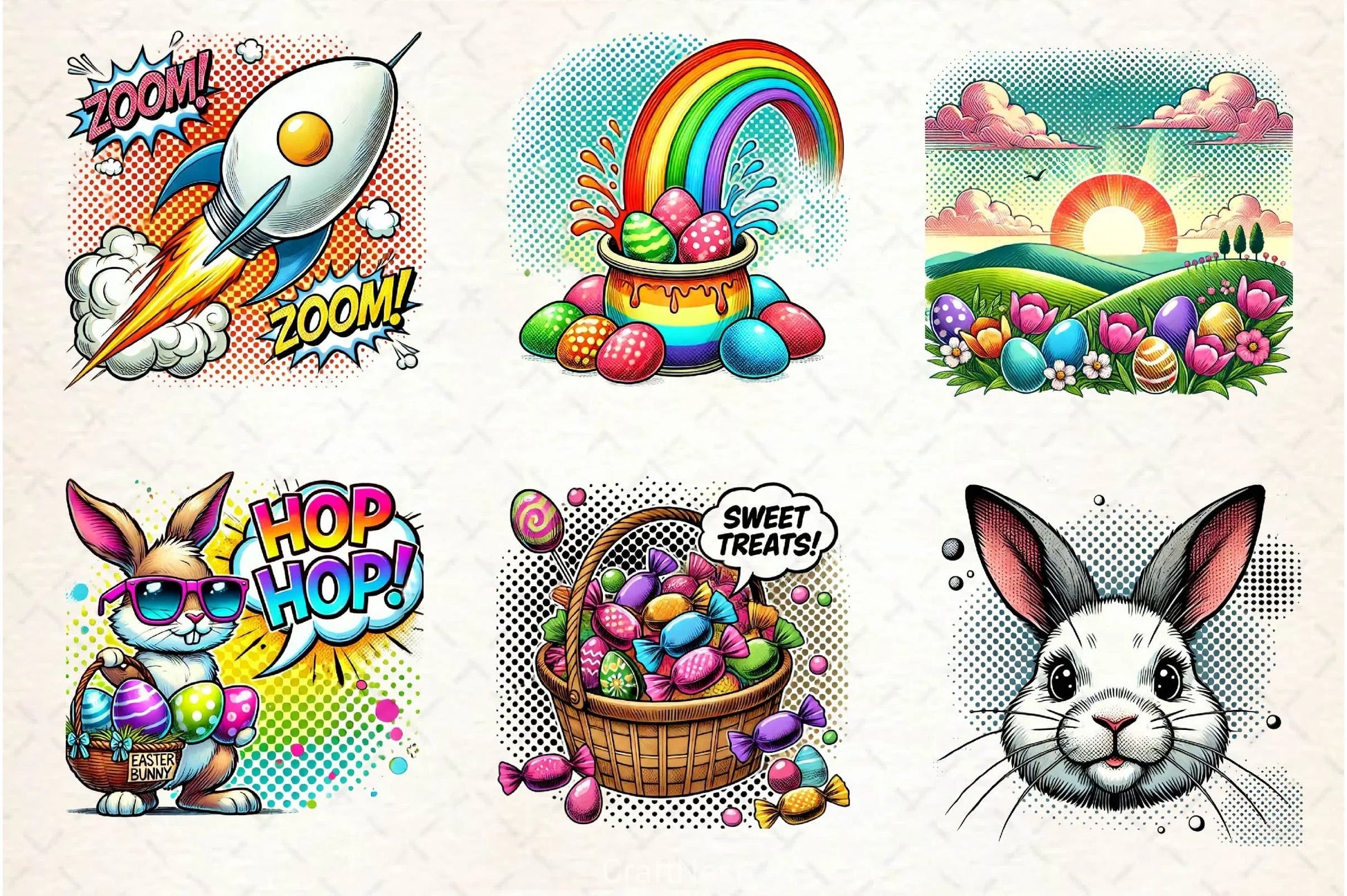 Pop Art Easter Clipart Bundle - CraftNest - Digital Crafting and Art