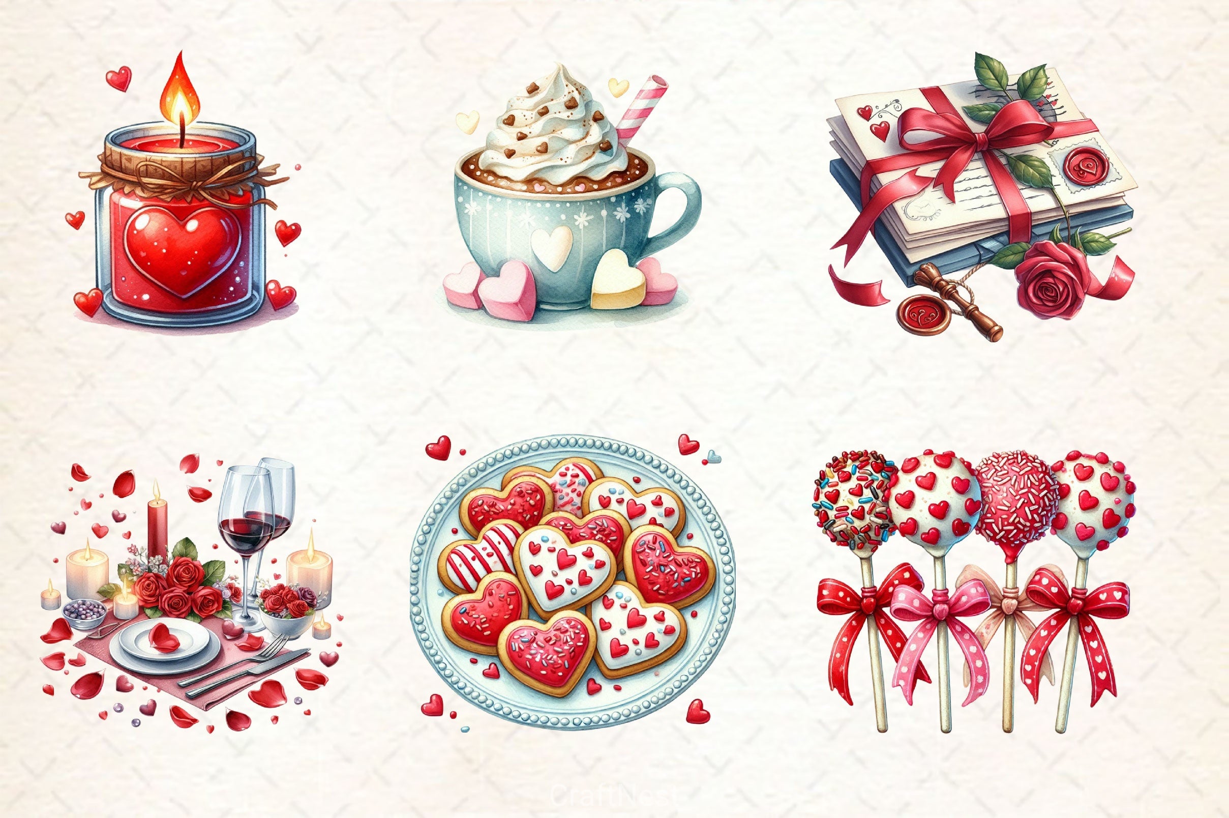 Red Valentines Day Prep Clipart Bundle 2 - CraftNest - Digital Crafting and Art