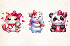 Animals Valentine Coffee Clipart Bundle 2 - CraftNest - Digital Crafting and Art