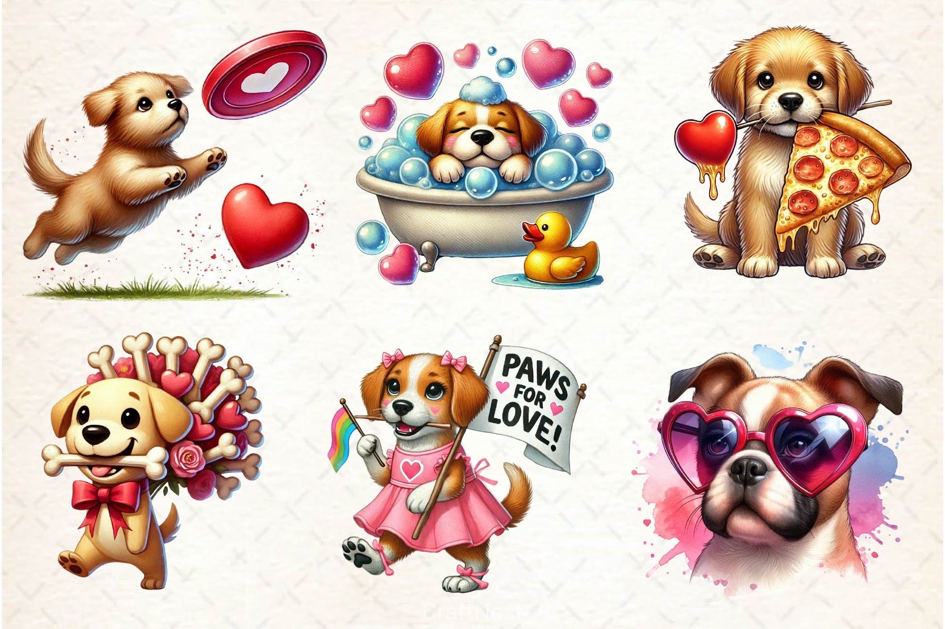 Valentine Dog Clipart Bundle 2 - CraftNest - Digital Crafting and Art
