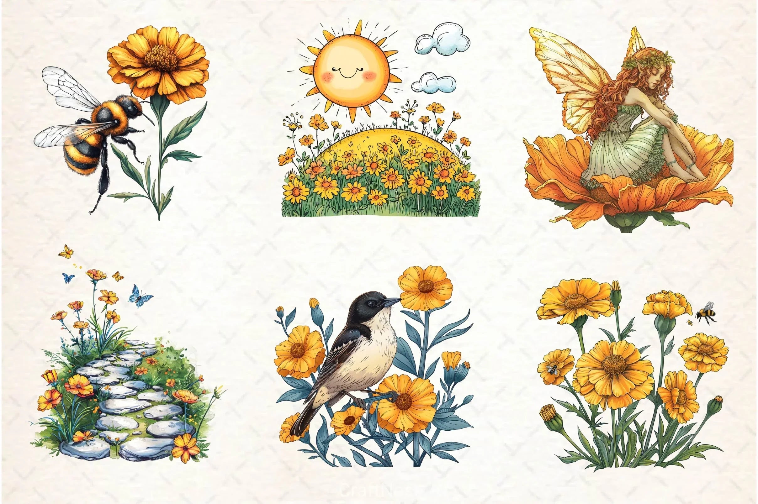 Spring Marigold Clipart Bundle 2 - CraftNest - Digital Crafting and Art