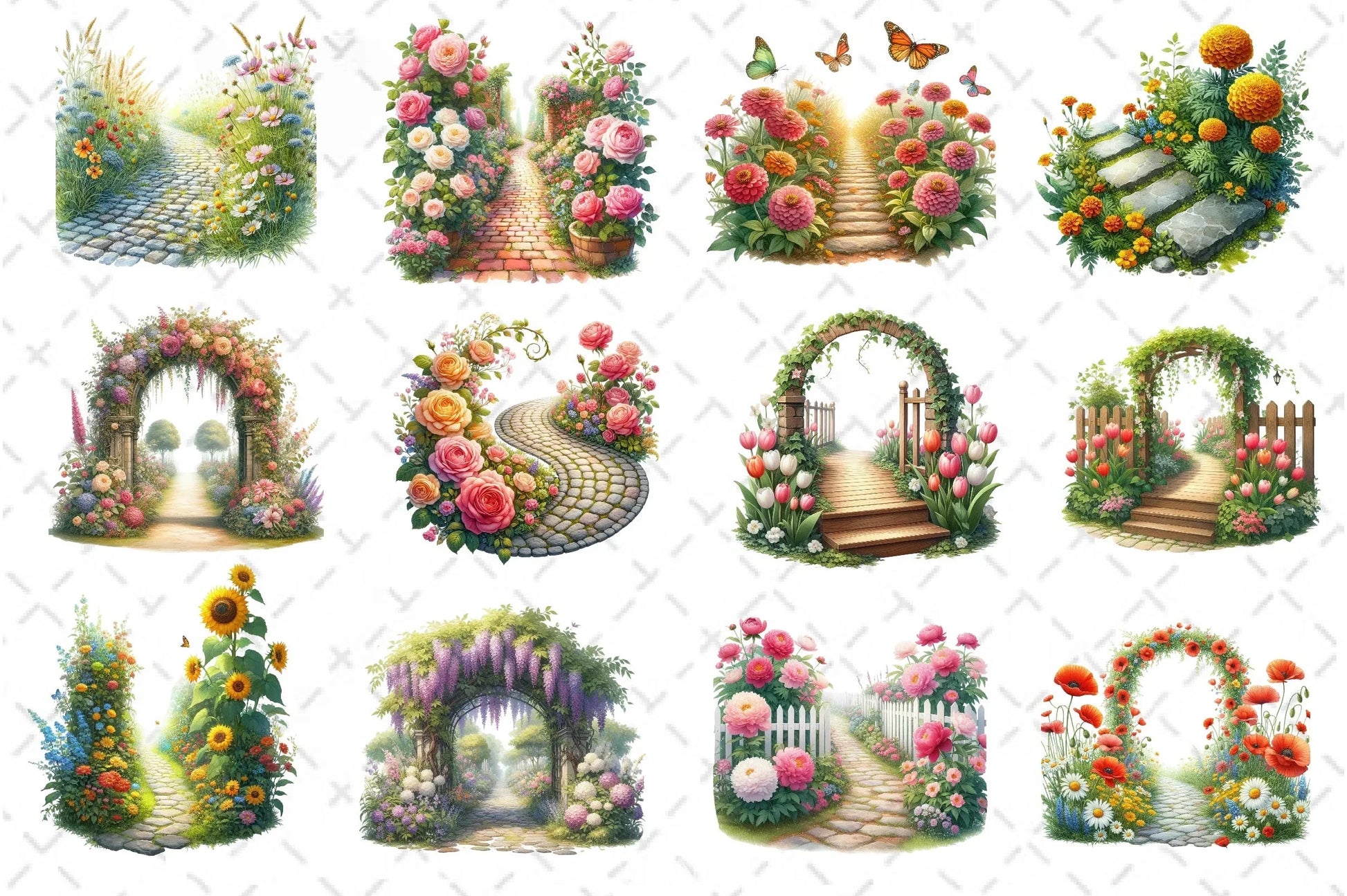 Flower Garden Pathway Clipart Bundle 1 - CraftNest - Digital Crafting and Art
